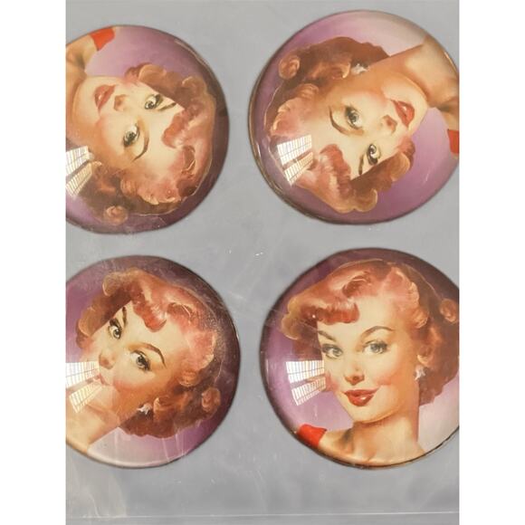 Vintage Pin-Up Girl Magnet Set – Retro Pop Art Fridge Decor (Set of 4) - Picture 1 of 4